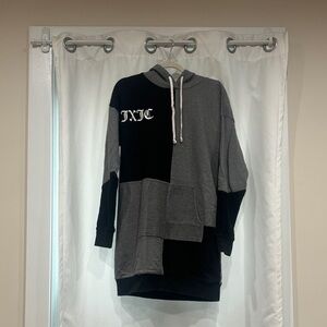 Juicy Couture by Urban Outfitters Black and Gray Patchwork Sweatshirt Dress